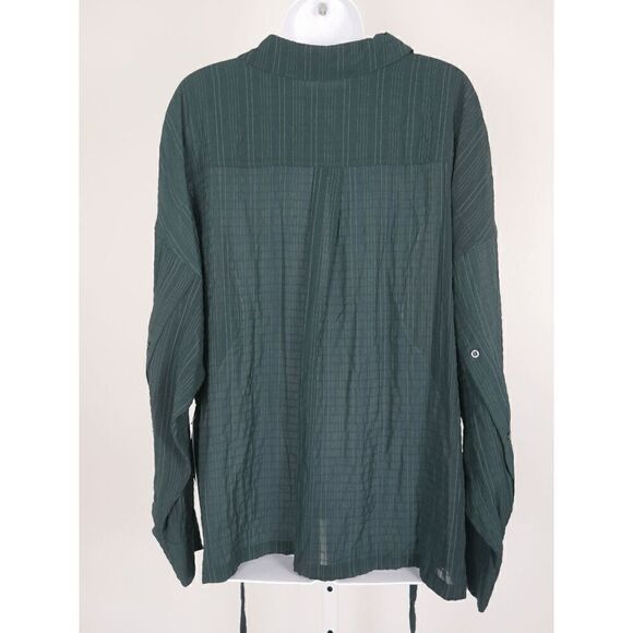 Calvin Klein Women's Green Tie Hem Button Down Shirt XL - Picture 3 of 7